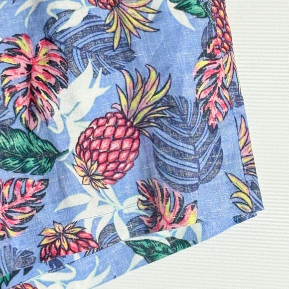 Tommy Bahama Women Small Shorts Linen Pineapple Blue Tropical Resort Luxe Cruise - Picture 3 of 6